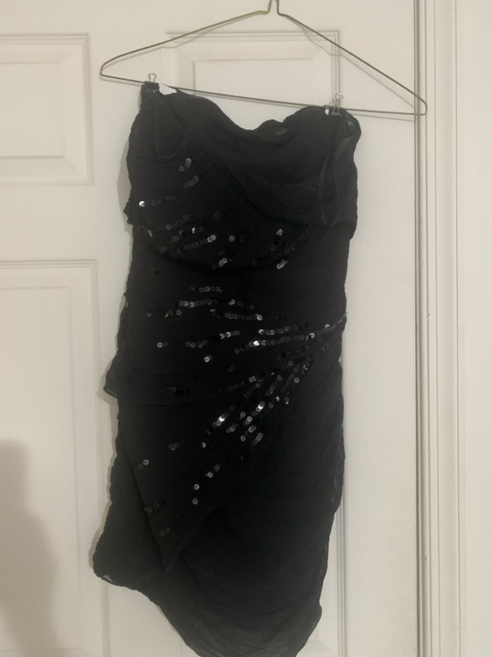 Diane Von Furstenberg Black Strapless Sequin Cocktail Dress